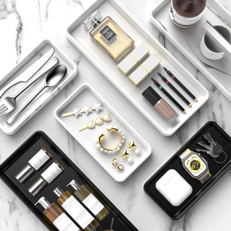 Gurygo 12"" Countertop and Vanity Tray - Kitchen Tray for Soap Bottles - Rectangular Vanity Tray for Bathroom - Vanity Trays for Bathroom - Kitchen Soap Dispenser Tray White - Image 2